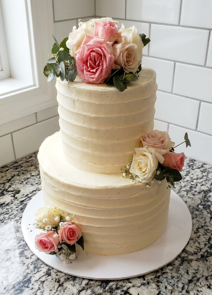 Custom decorated wedding cake